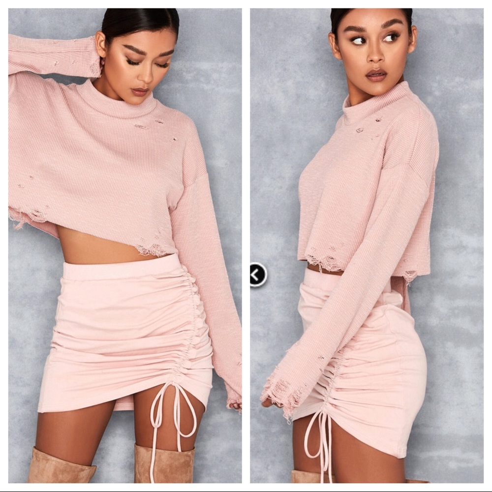 Brand new Dusty Pink Gathered Front Mini Skirt